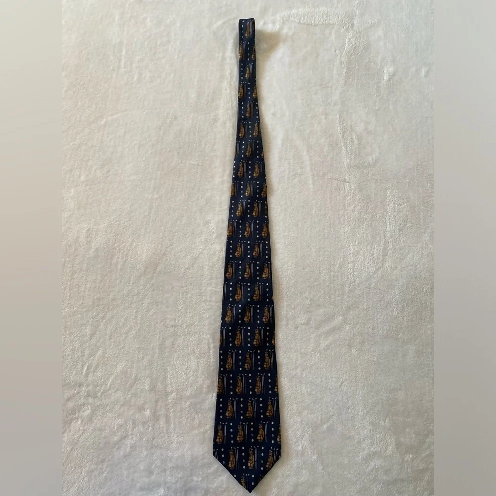 Golf Tie 100% Silk Blue Brown The Good‎ Life